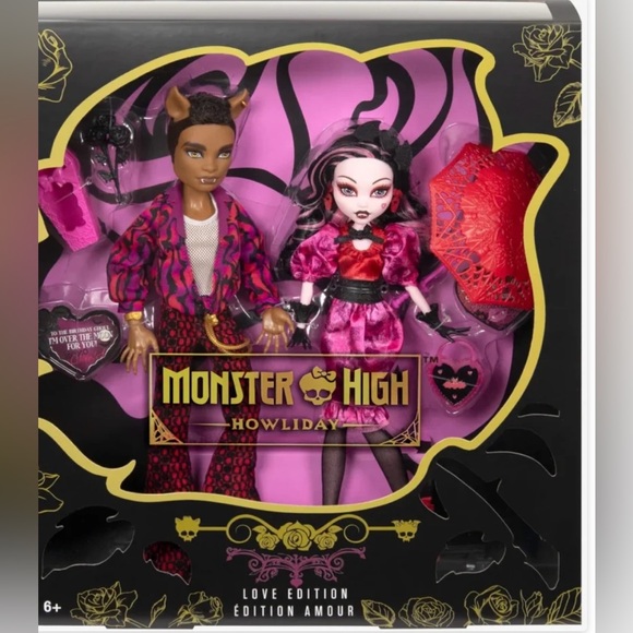 Monster High Howliday Love Edition Dolls, Draculaura And Clawd Wolf, 2024 - Picture 1 of 16